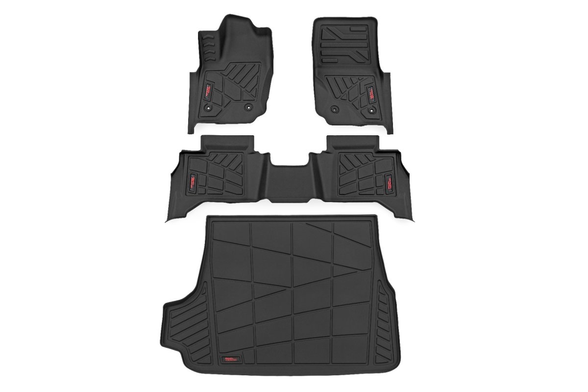 Toyota 4Runner Floor Mats - Front + Rear & Cargo - Rough Country - Sure-Fit - 2025+
